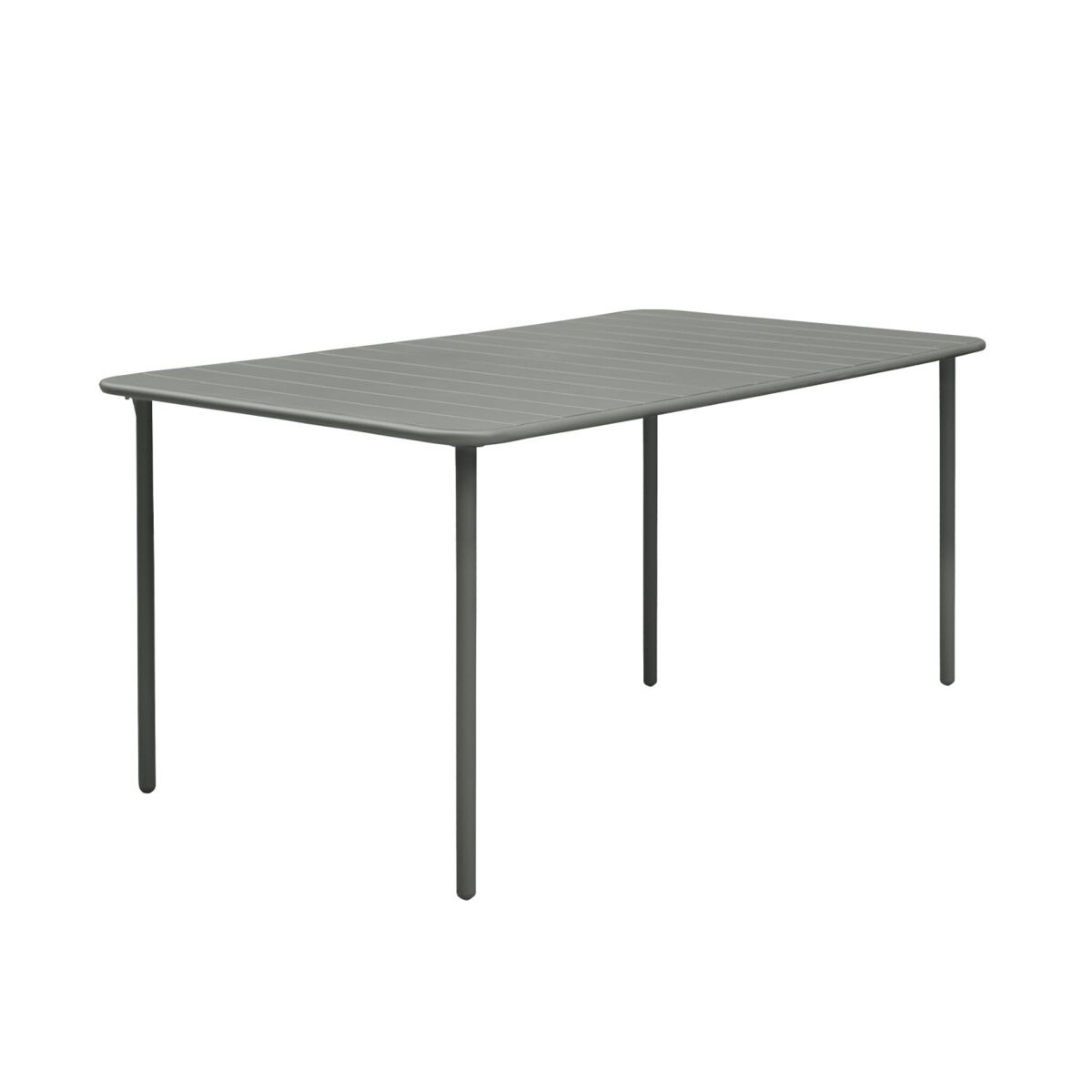 Mesa de jardim metálica de 6-8 lugares, amelia 160cm, verde caqui, 160x90x72.5 cm
