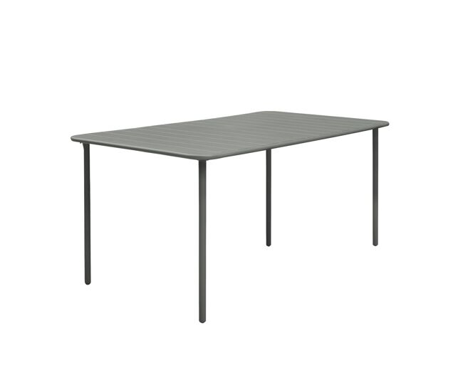 Mesa de jardim metálica de 6-8 lugares, amelia 160cm, verde caqui, 160x90x72.5 cm