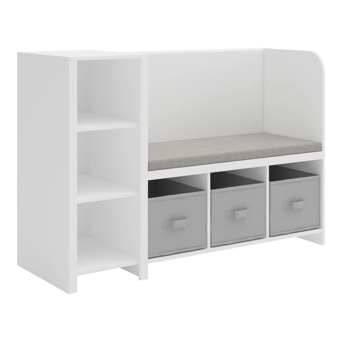 Étagère de livros para enfants com banco høylandet 76x112x40 cm - blanc/gris [pt.home].