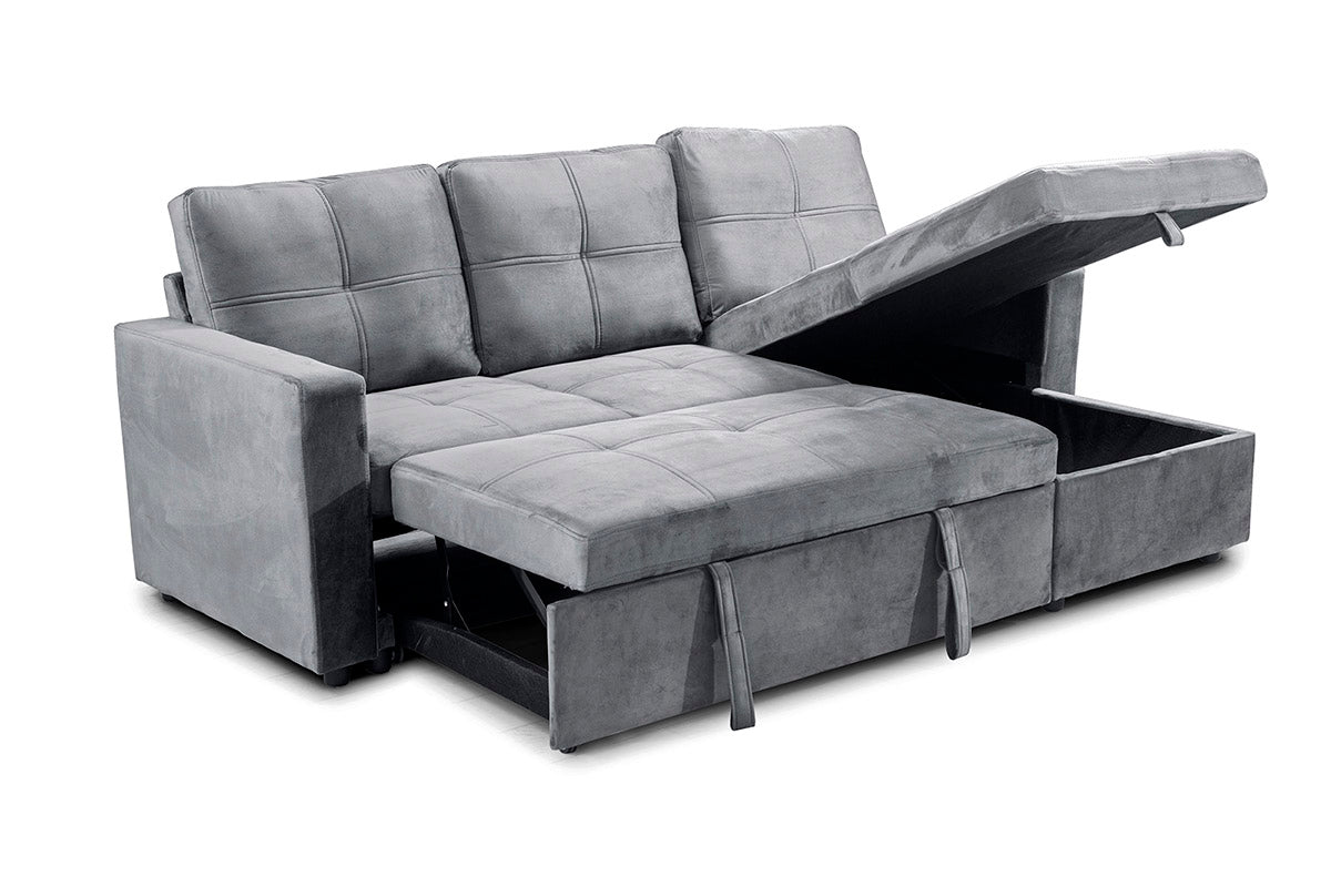 Sofá Cama Com Baú e Chaise Longue