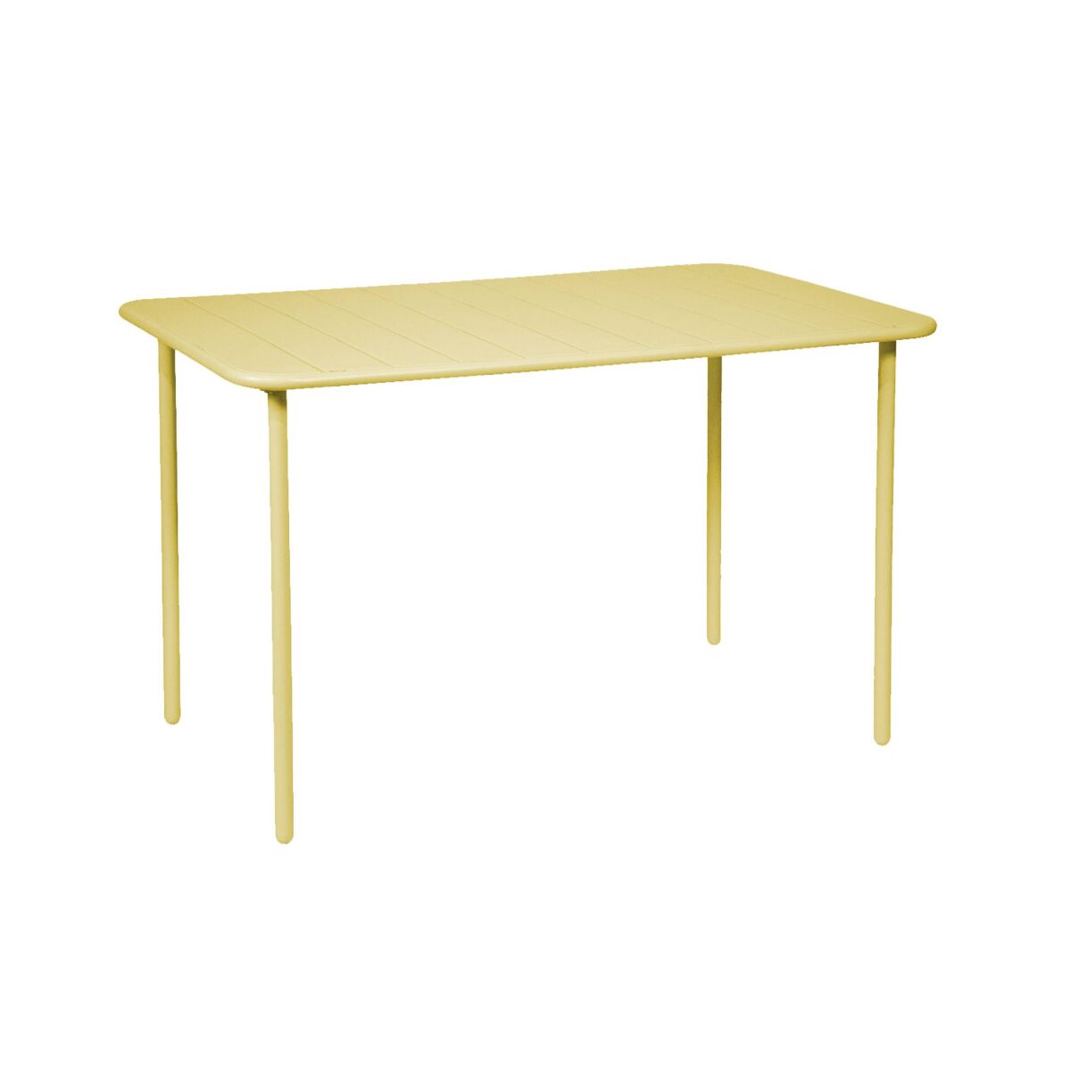Mesa de jardim metálica de 4 lugares, amelia 120cm, amarelo, 120x70x72.5 cm