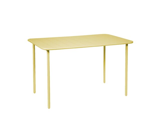 Mesa de jardim metálica de 4 lugares, amelia 120cm, amarelo, 120x70x72.5 cm