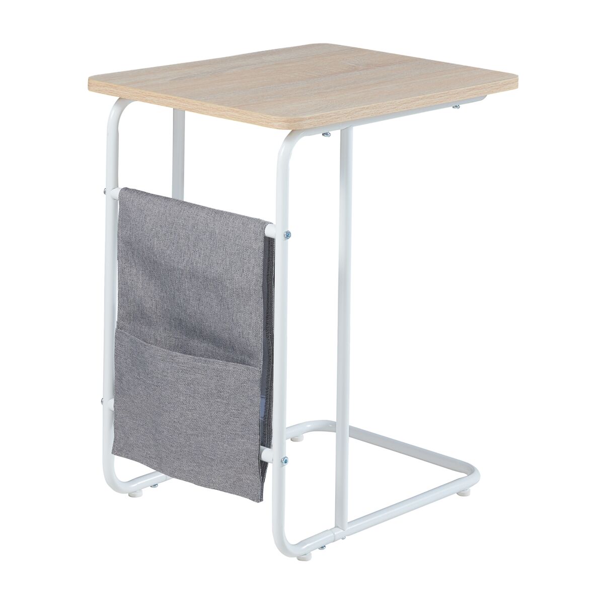 Secretária para computador portátil dyrøy aço 56x48x37cm - branco / carvalho [en.casa] [en.casa