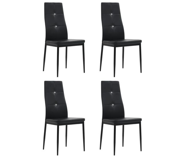 Vidaxl cadeiras de jantar 4 pcs couro artificial preto