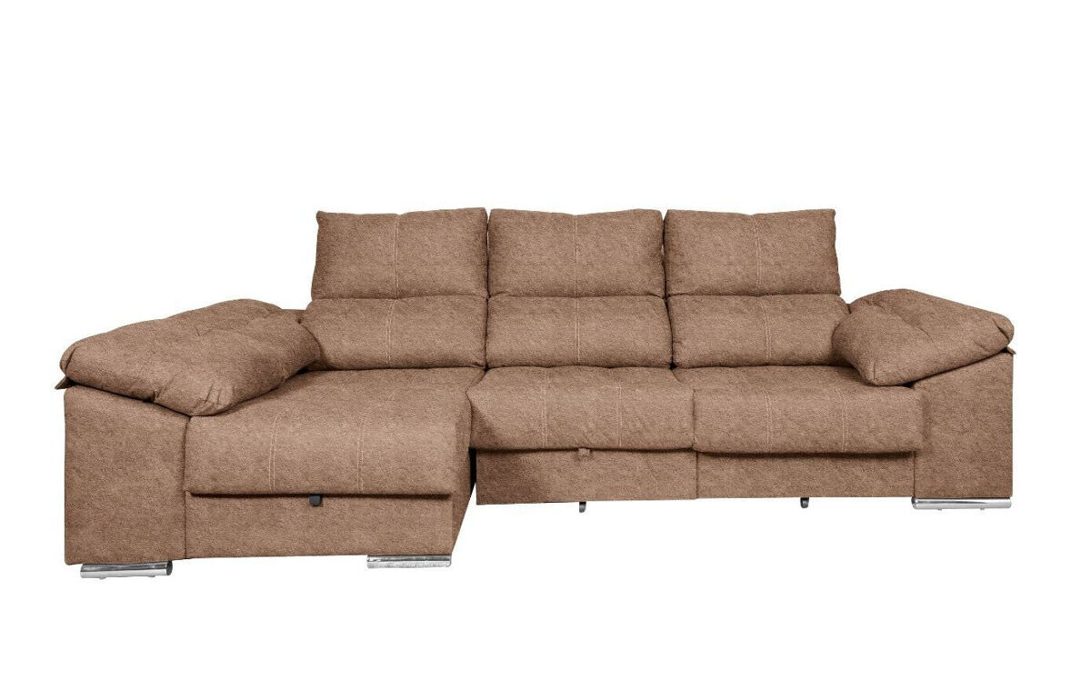 Sofá-cama yago chaise longue. poltrona reclinável, com arcon + 2 pufes