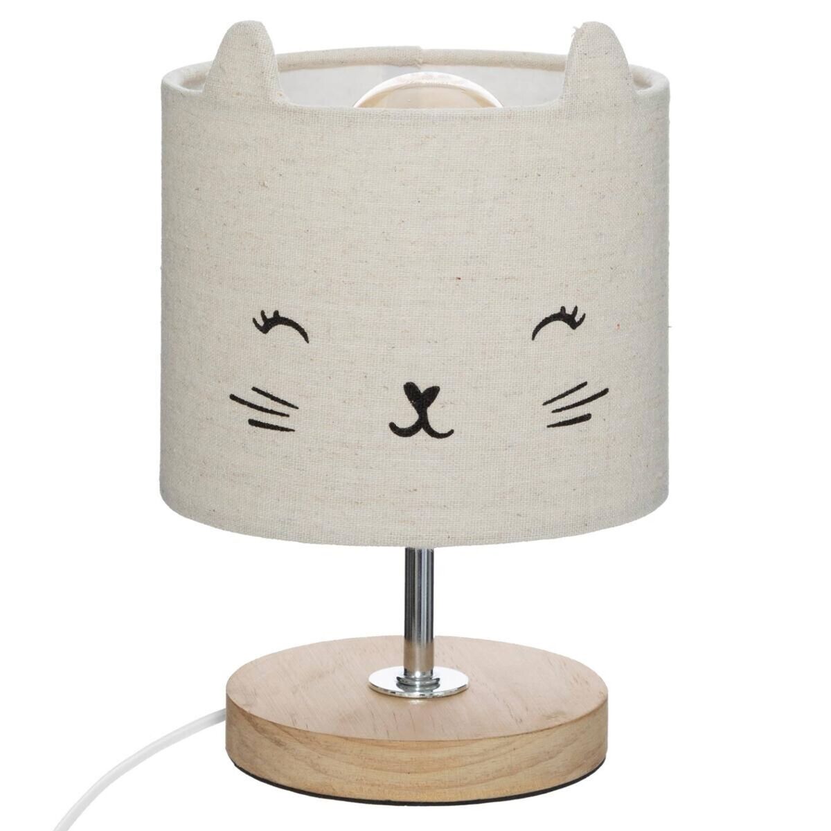 Candeeiro infantil Well Home "Cat" em algodão e madeira