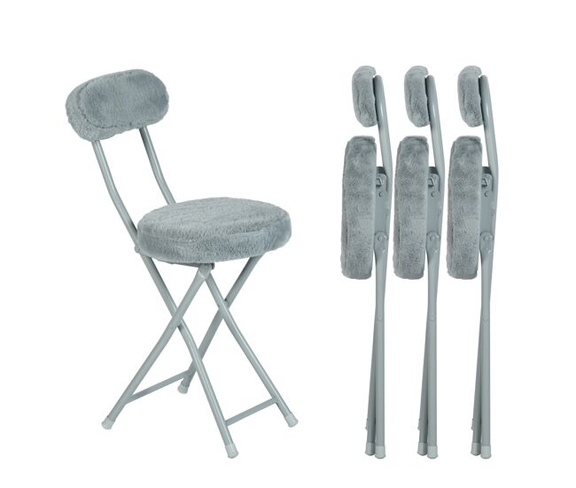 Conjunto de 4 cadeiras dobráveis, almofada redonda dobrável em pele com encosto e apoio para os pés, assento com 49 cm de altura, estilo escandinavo,