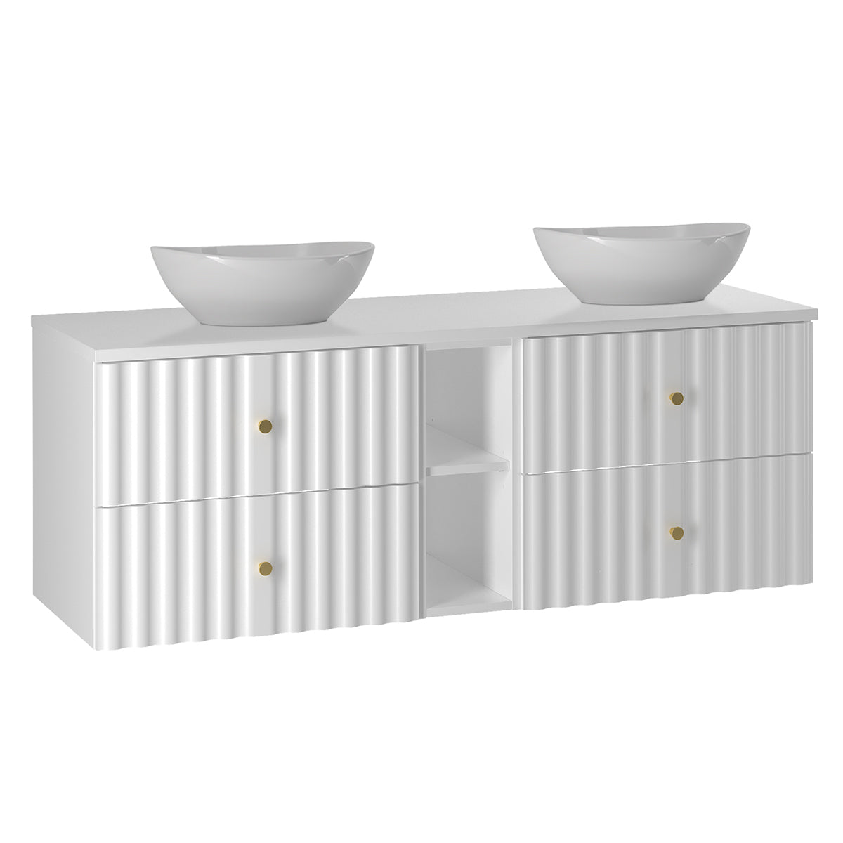 Móvel lavatório duplo 140cm 2 nichos izae branco