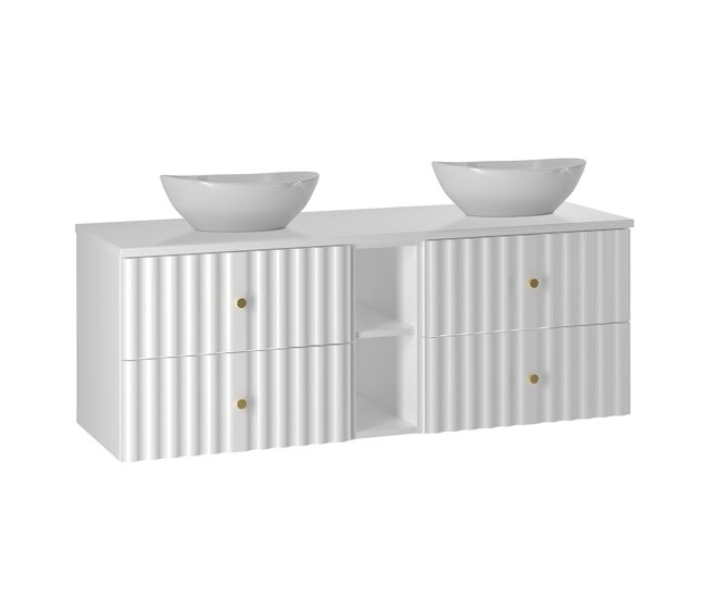 Móvel lavatório duplo 140cm 2 nichos izae branco