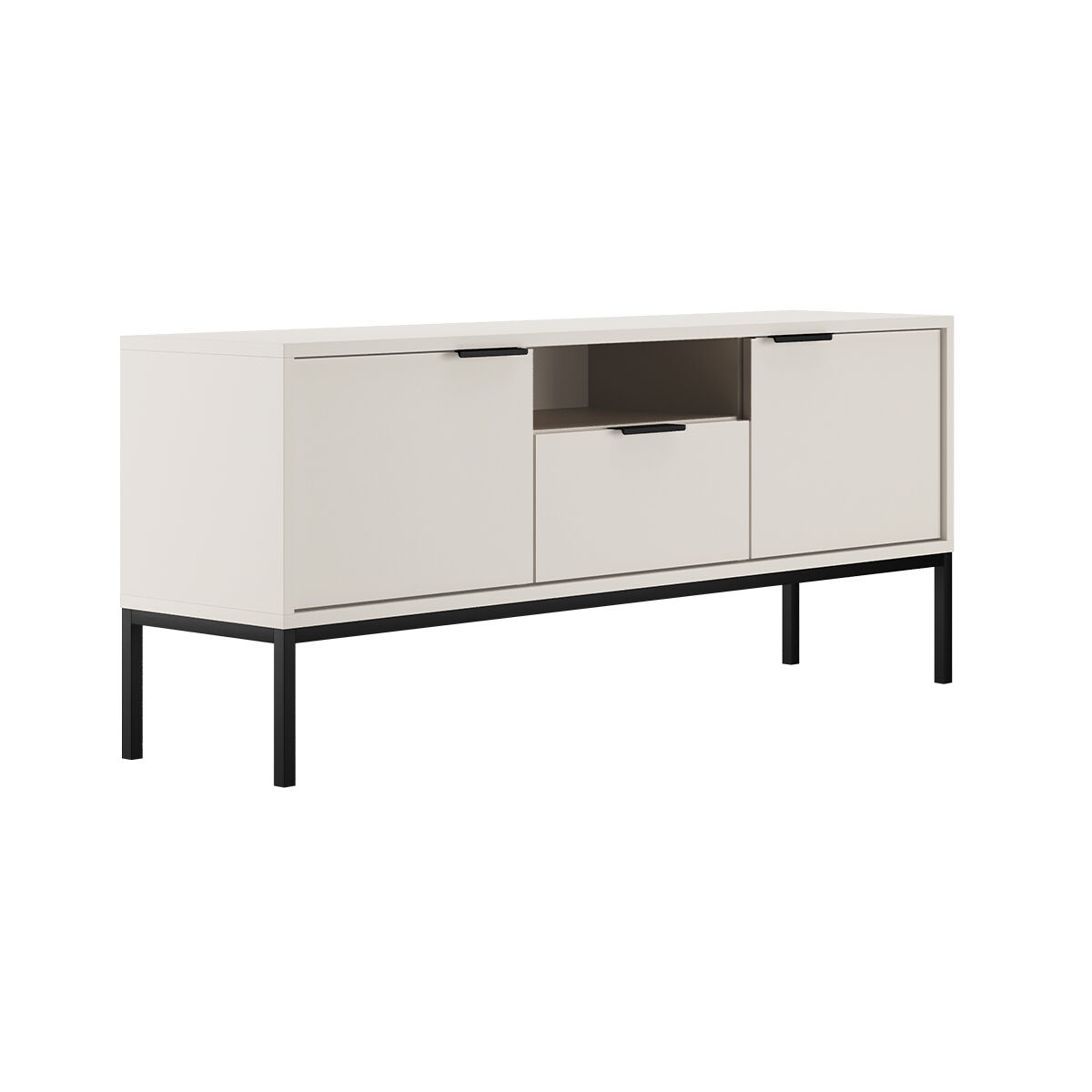 Móvel tv 135 cm seattle branco pés pretos