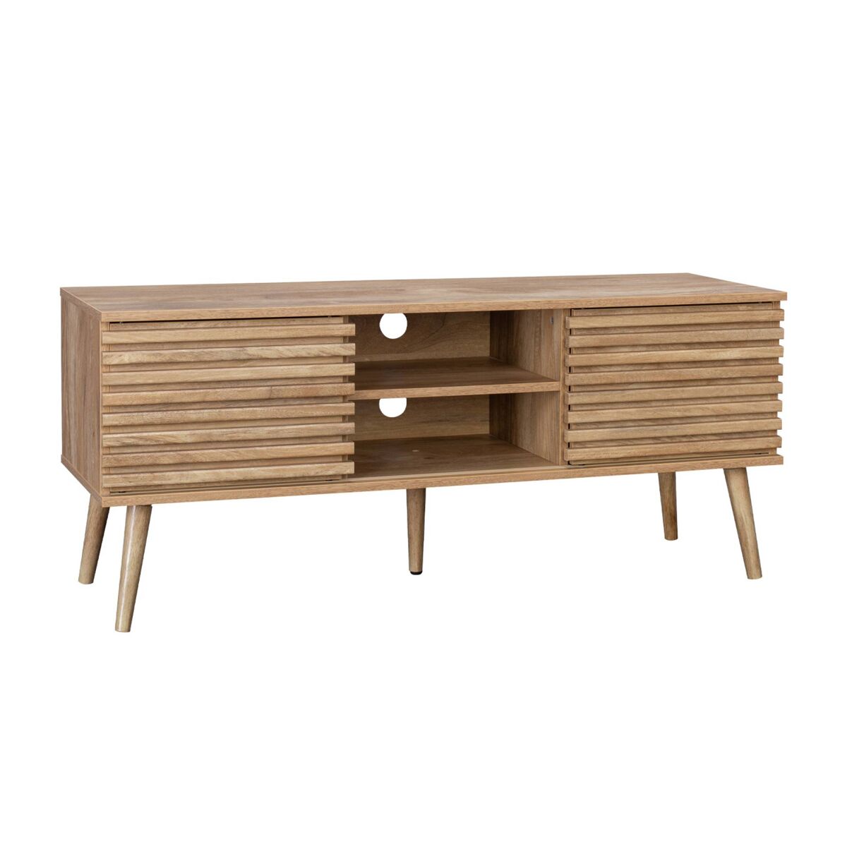 Móvel de tv escandinavo efeito madeira de 2 portas, madere, natural, 120x39x51.5 cm