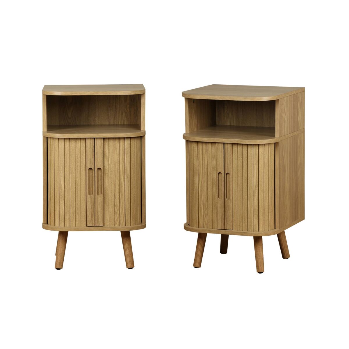 Conjunto de 2 mesas de cabeceira com 2 portas de correr + 1 nicho