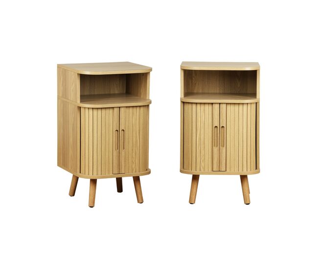 Mesa de cabeceira com 2 portas de correr, set de 2, legacy, natural, 40x40x70 cm