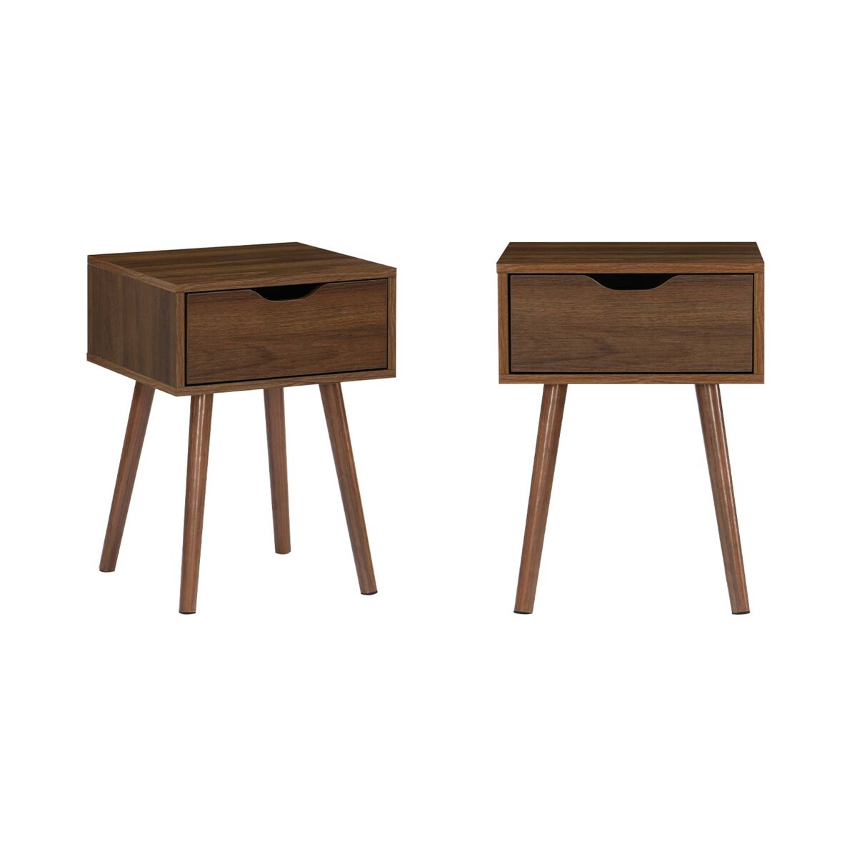 Mesa de cabeceira em madeira cor de nogueira, 1 gaveta , set de 2, nepal, madeira de nogueira, 39x39x55 cm