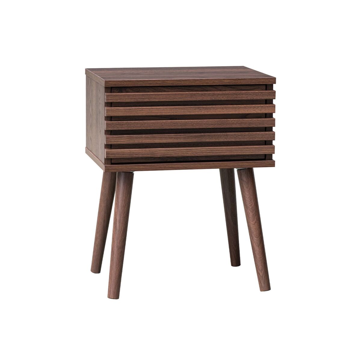 Mesa de cabeceira com efeito madeira ranhurada, madere, madeira de nogueira, 29x40x50.5 cm
