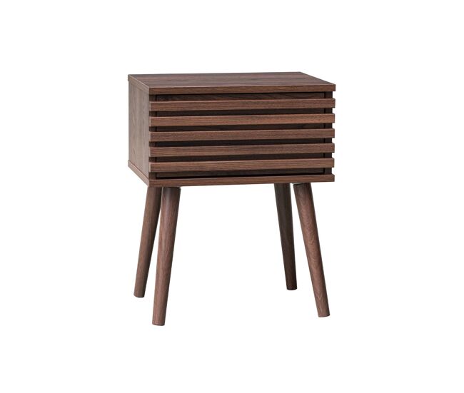 Mesa de cabeceira com efeito madeira ranhurada, madere, madeira de nogueira, 29x40x50.5 cm