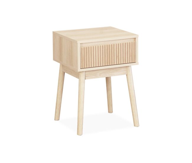 Mesa de cabeceira decor madeira 1 gaveta, linear, natural, 39x39x55.4 cm