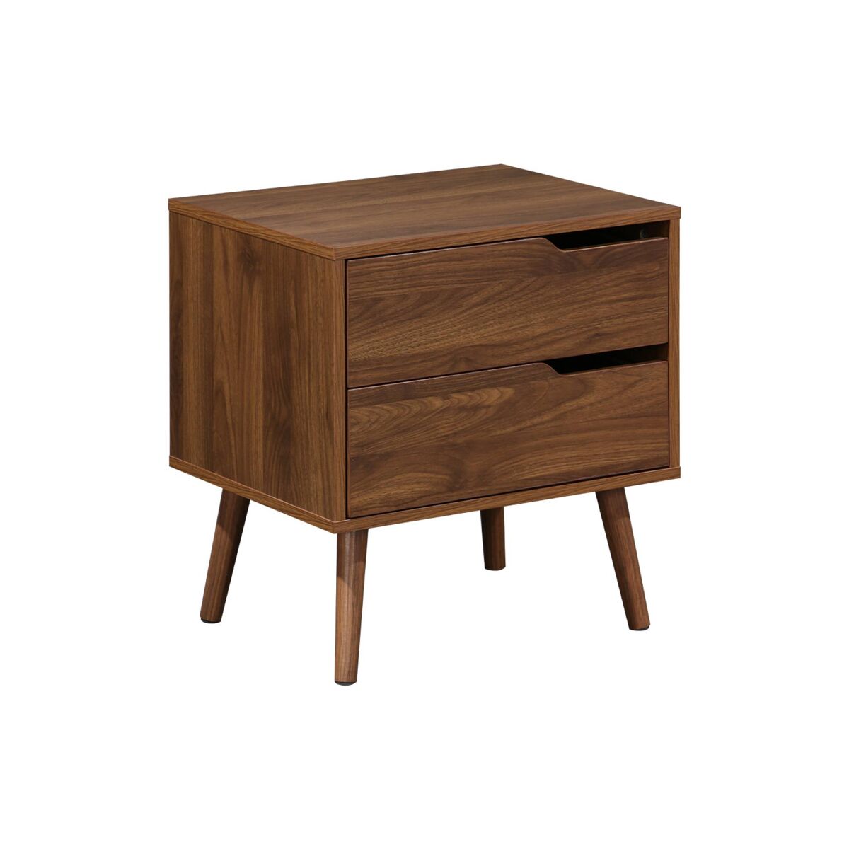 Mesa de cabeceira em madeira tingida de nogueira, 2 gavetas, nepal, decoração em madeira de nogueira, 50x40x55 cm