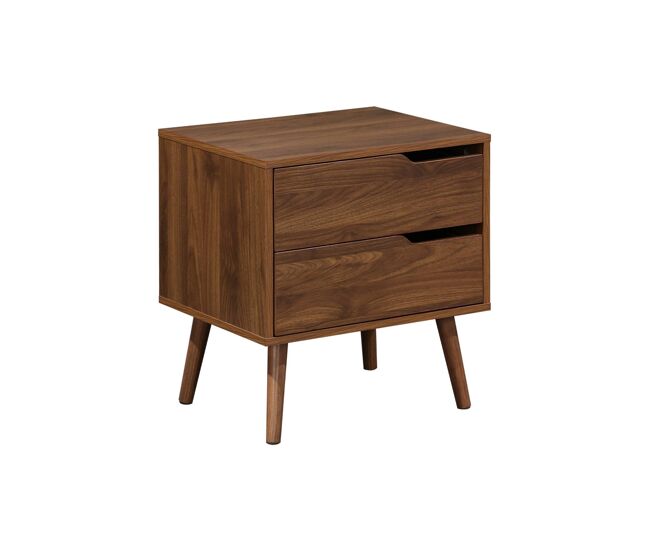 Mesa de cabeceira em madeira tingida de nogueira, 2 gavetas, nepal, decoração em madeira de nogueira, 50x40x55 cm