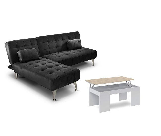 Oferta: sofá-cama xs chaise longue + mesa de centro elevatória