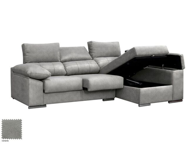 Sofá chaise longue prateado. reclinado, com arco