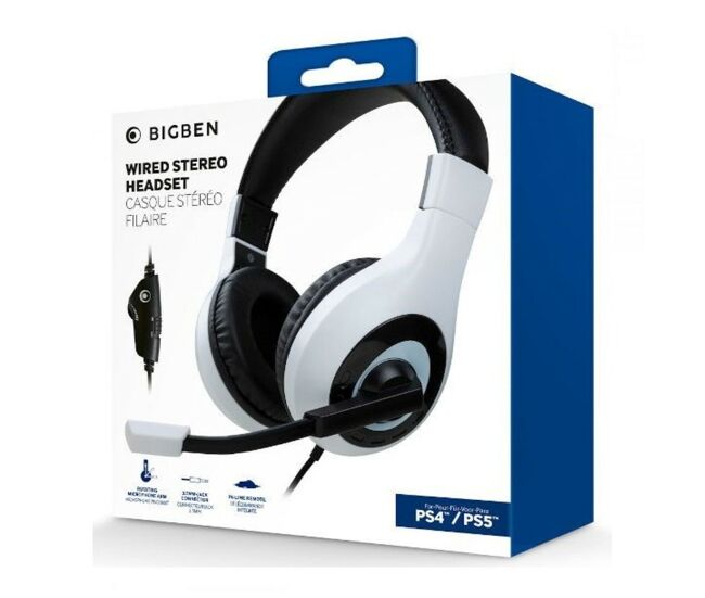 Auriculares com microfone para vídeojogos bigben ps5headsetv1white