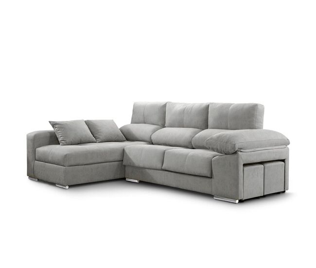 Sofá chaise longue copi. poltrona reclinável + 2 pufes