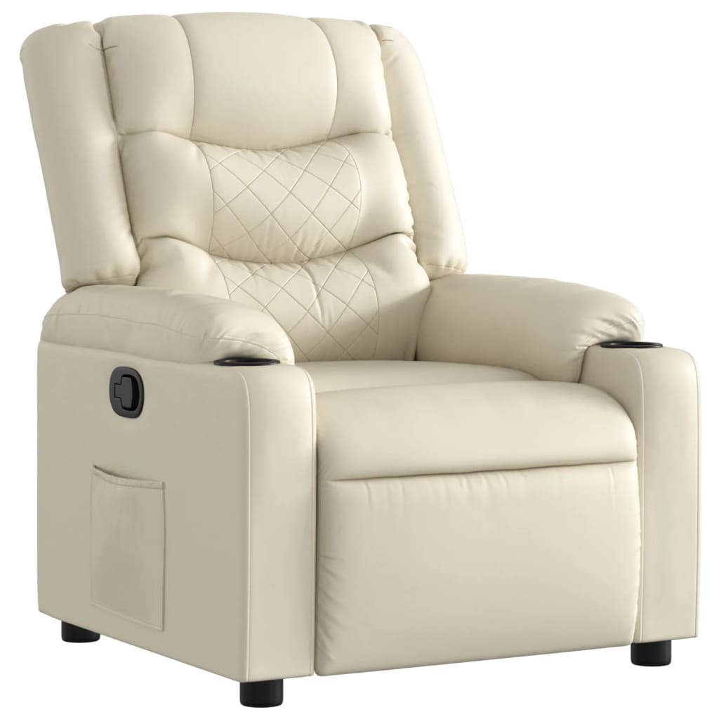 Vidaxl poltrona reclinável couro artificial cor creme