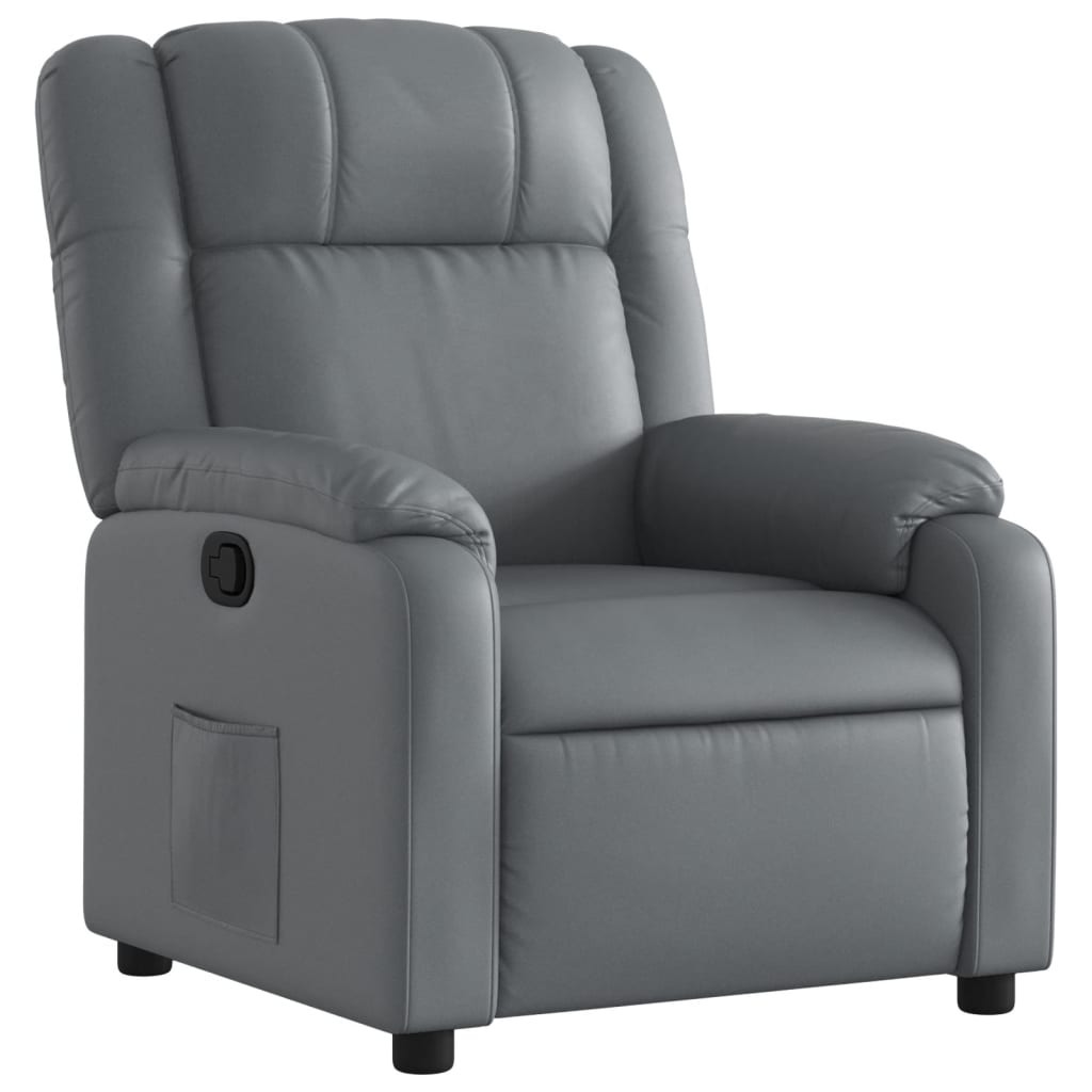 Vidaxl poltrona reclinável couro artificial cinzento