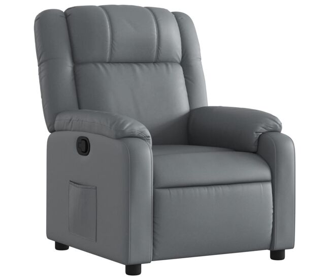 Vidaxl poltrona reclinável couro artificial cinzento