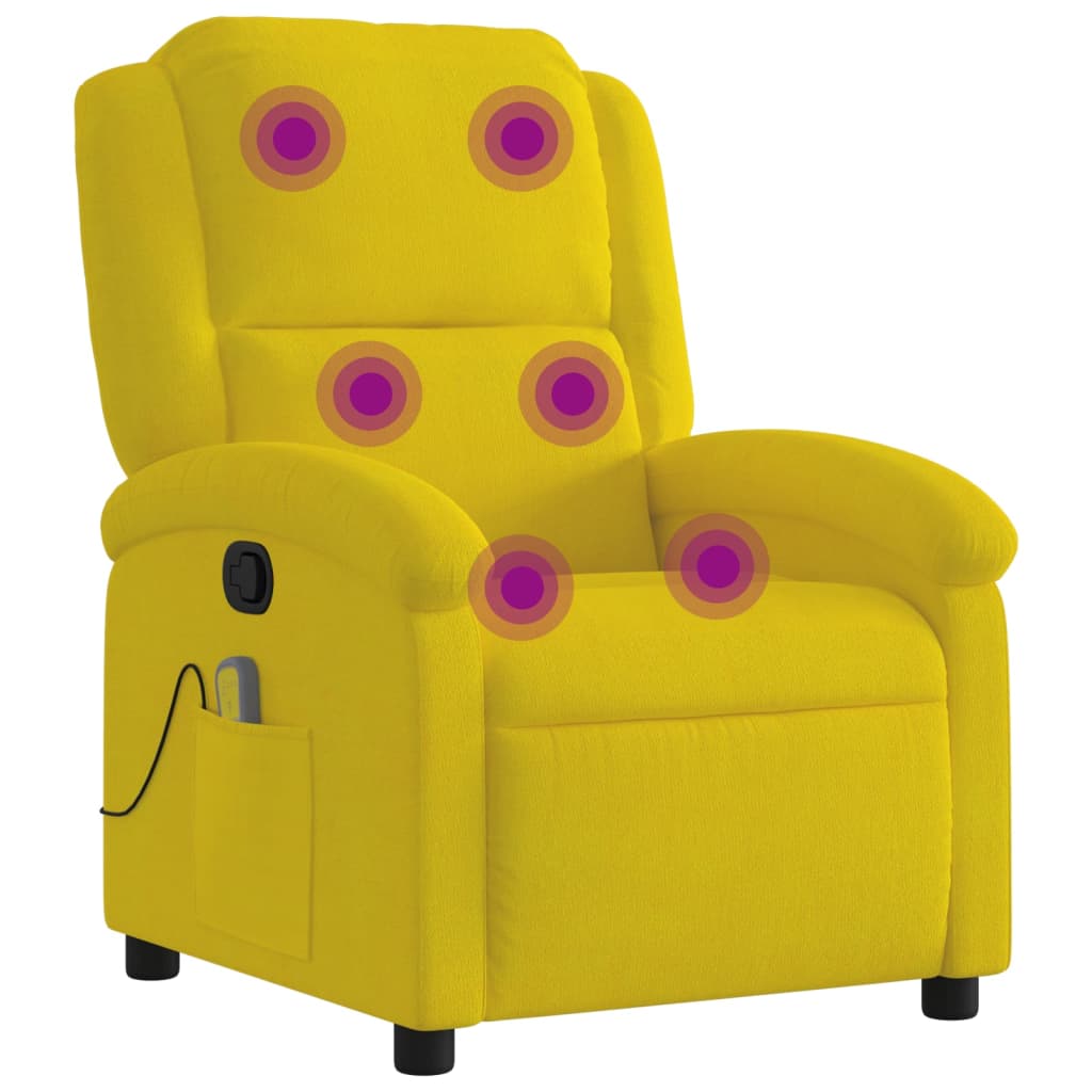 Vidaxl poltrona de massagens reclinável veludo amarelo