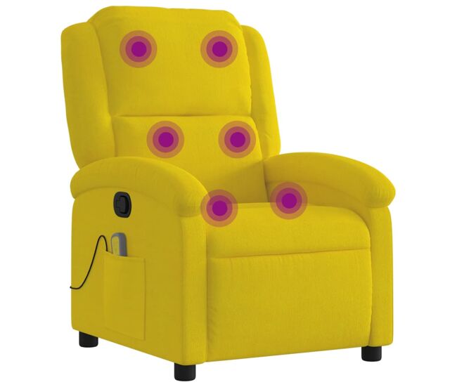 Vidaxl poltrona de massagens reclinável veludo amarelo