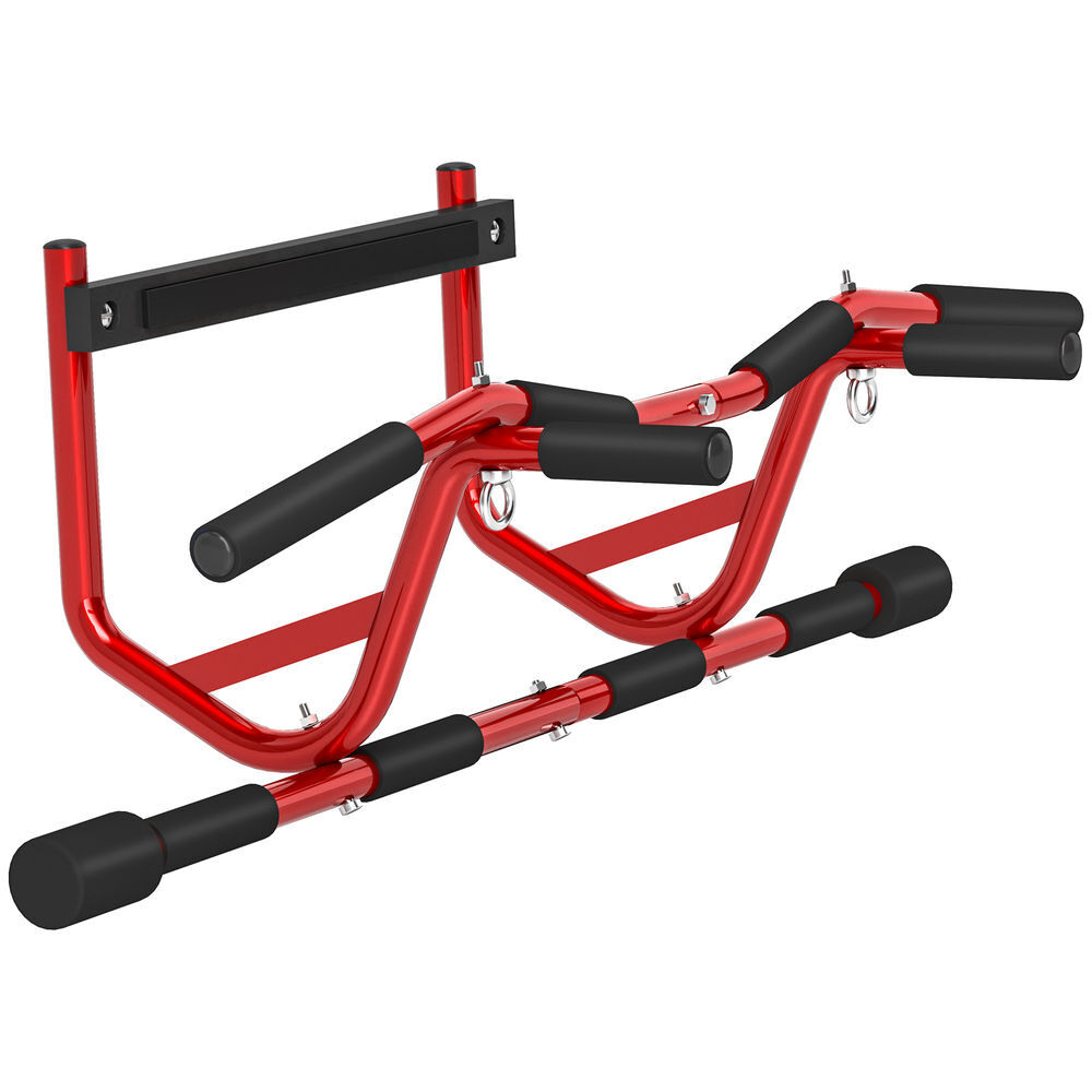 Sportnow barra de elevação multifuncional barra de elevação de parede carga 150 kg para exercícios e treino em casa ginásio vermelho e preto