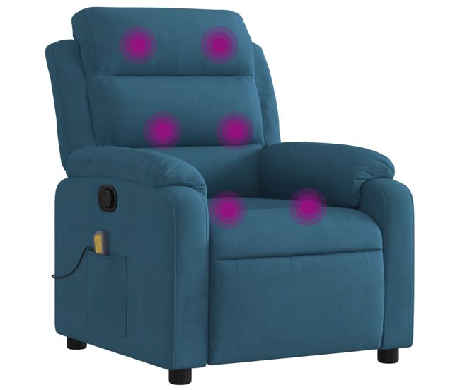 Vidaxl poltrona de massagens reclinável veludo azul