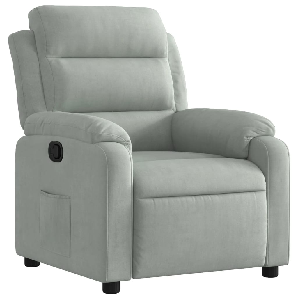 Vidaxl poltrona reclinável veludo cinzento-claro