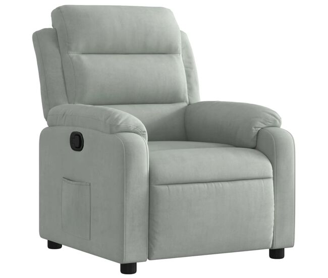 Vidaxl poltrona reclinável veludo cinzento-claro