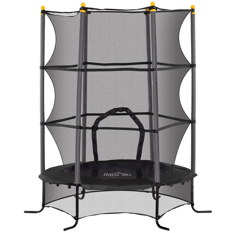 Homcom trampolim infantil para exterior ø163x190 cm, trampolim com rede de segurança, protetor de bordas e estrutura em aço, suporta até 50 kg, para