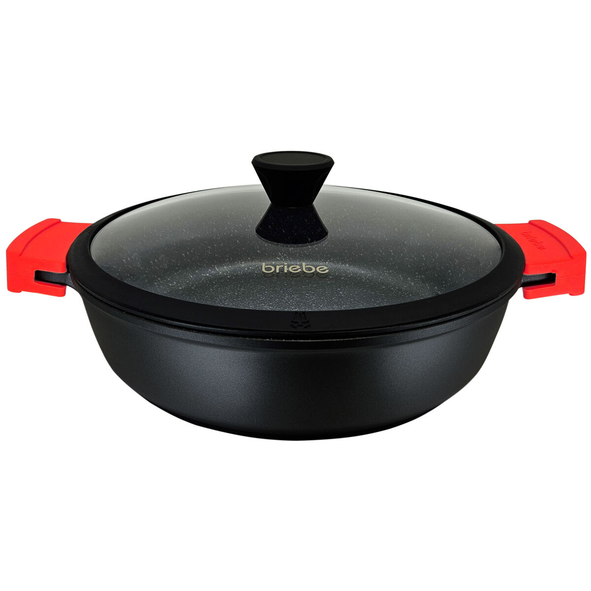 Briebe black titanium panela baixa indução antiaderente titânio 30cm, alumínio fundido sem pfoa, tampa de vidro, , noir