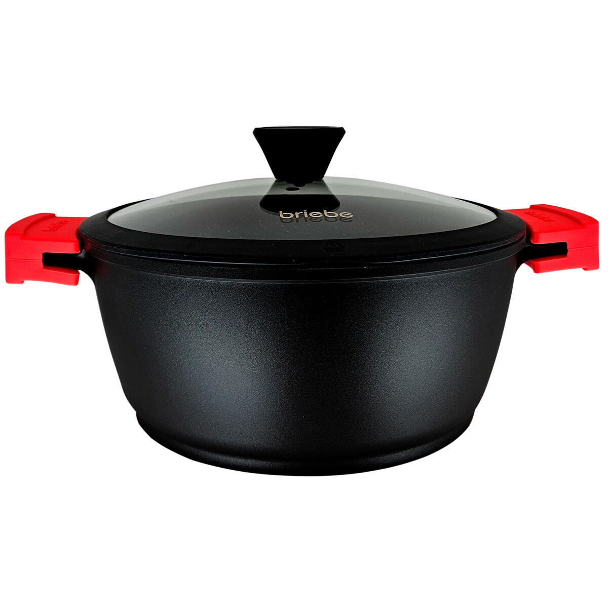 Briebe black titanium panela indução antiaderente titânio 28cm, alumínio fundido sem pfoa, tampa de vidro, , noir