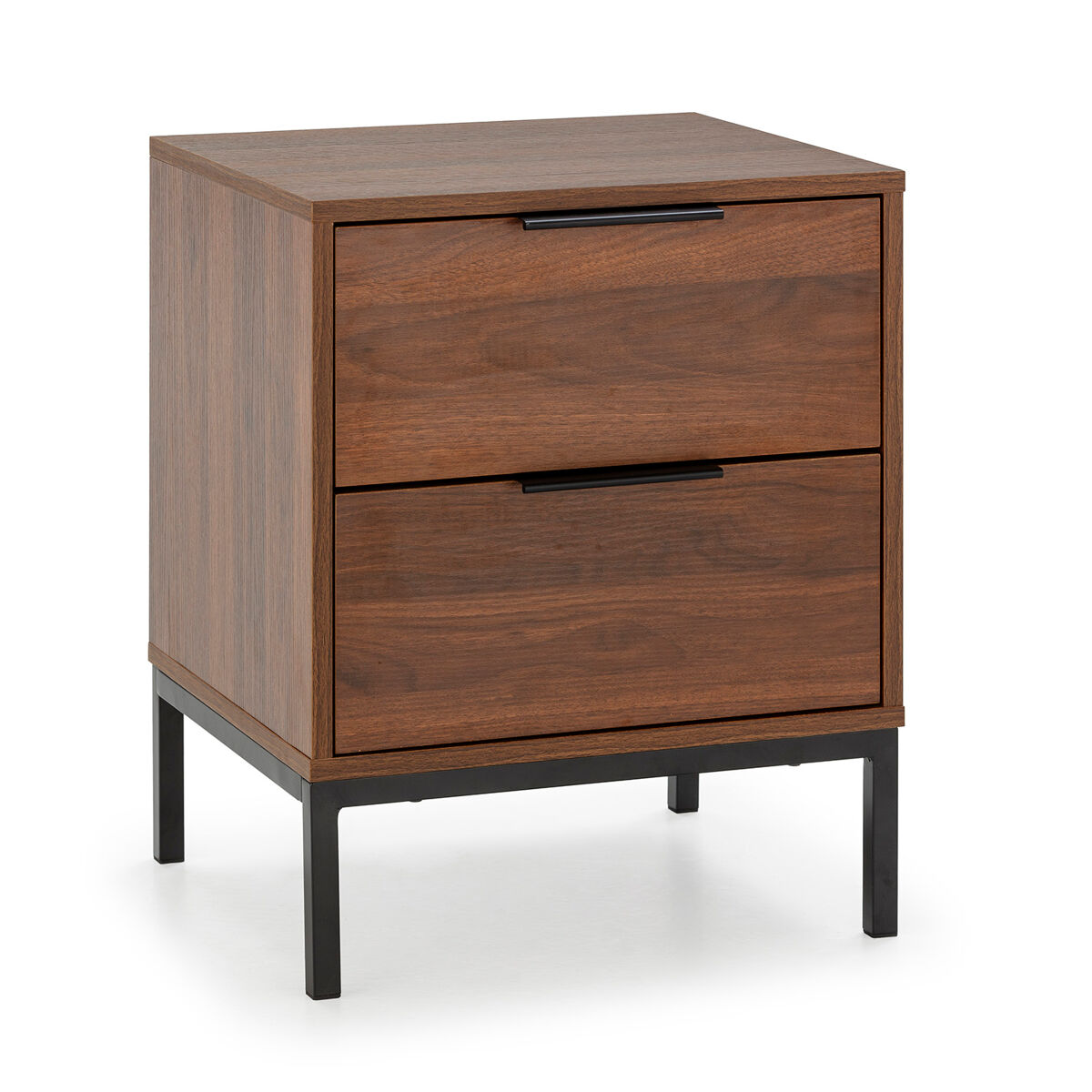 Vs Venta-Stock Mesa De Cabeceira Auri 2 Gavetas Cor Nogueira Madeira