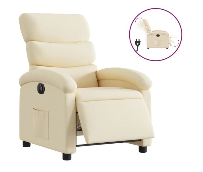 Vidaxl poltrona reclinável elétrica tecido cor creme