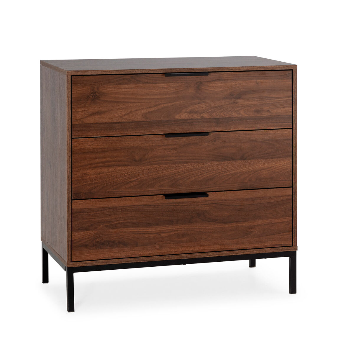 Vs Venta-Stock Cômoda Auri 3 Gavetas Cor Nogueira Madeira