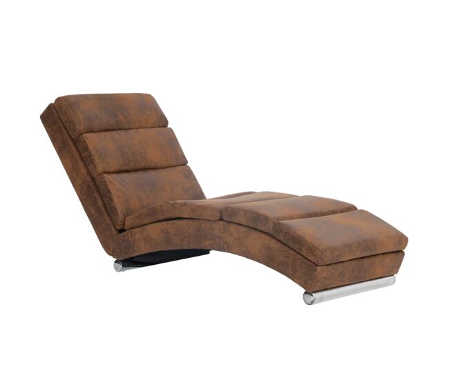 Vidaxl chaise longue camurça artificial castanho