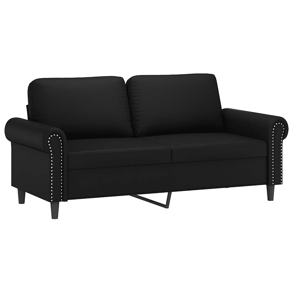 Vidaxl sofá de 2 lugares 140 cm couro artificial preto