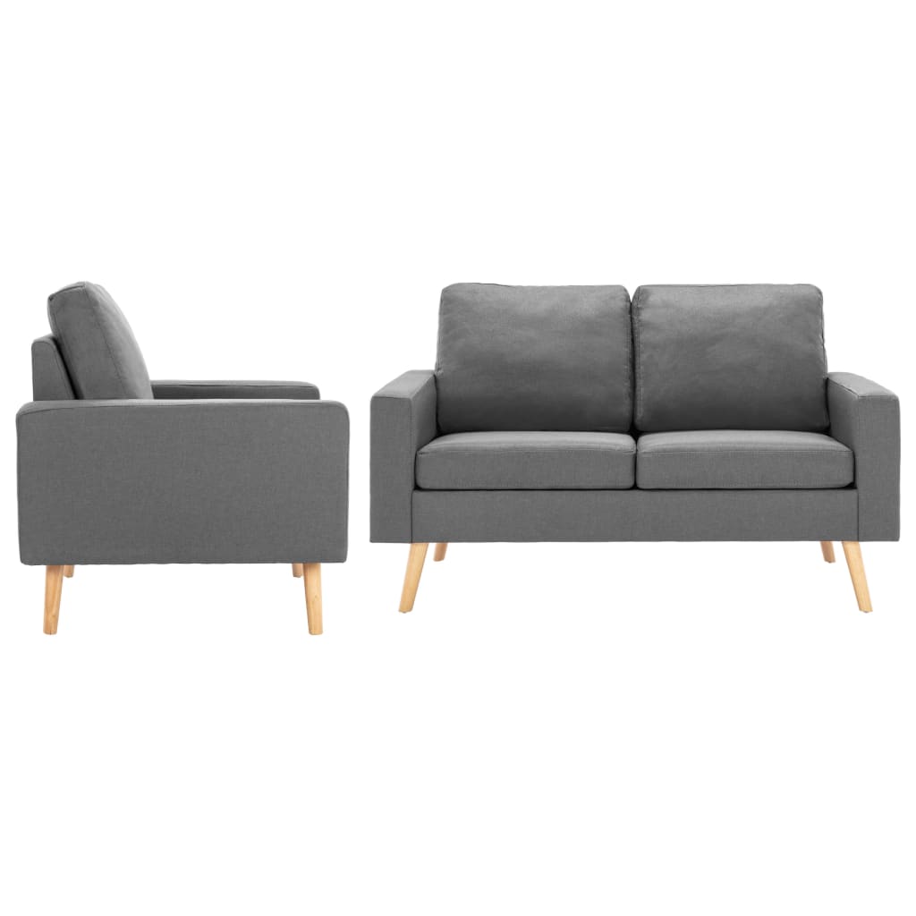 Vidaxl 2 pcs conjunto de sofás tecido cinzento-claro