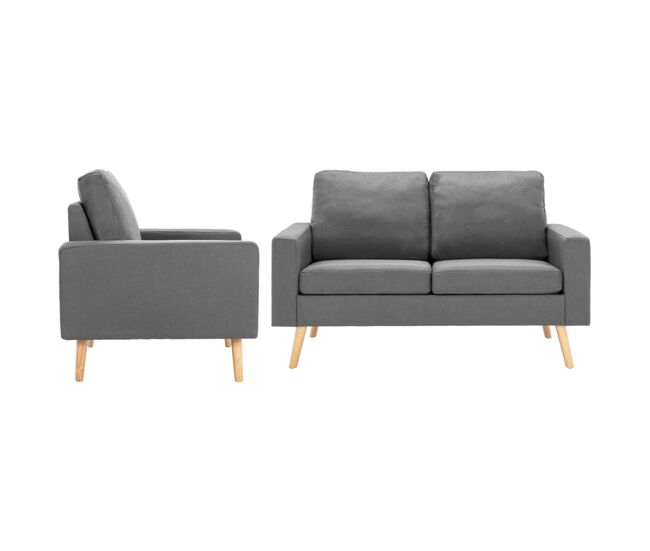 Vidaxl 2 pcs conjunto de sofás tecido cinzento-claro