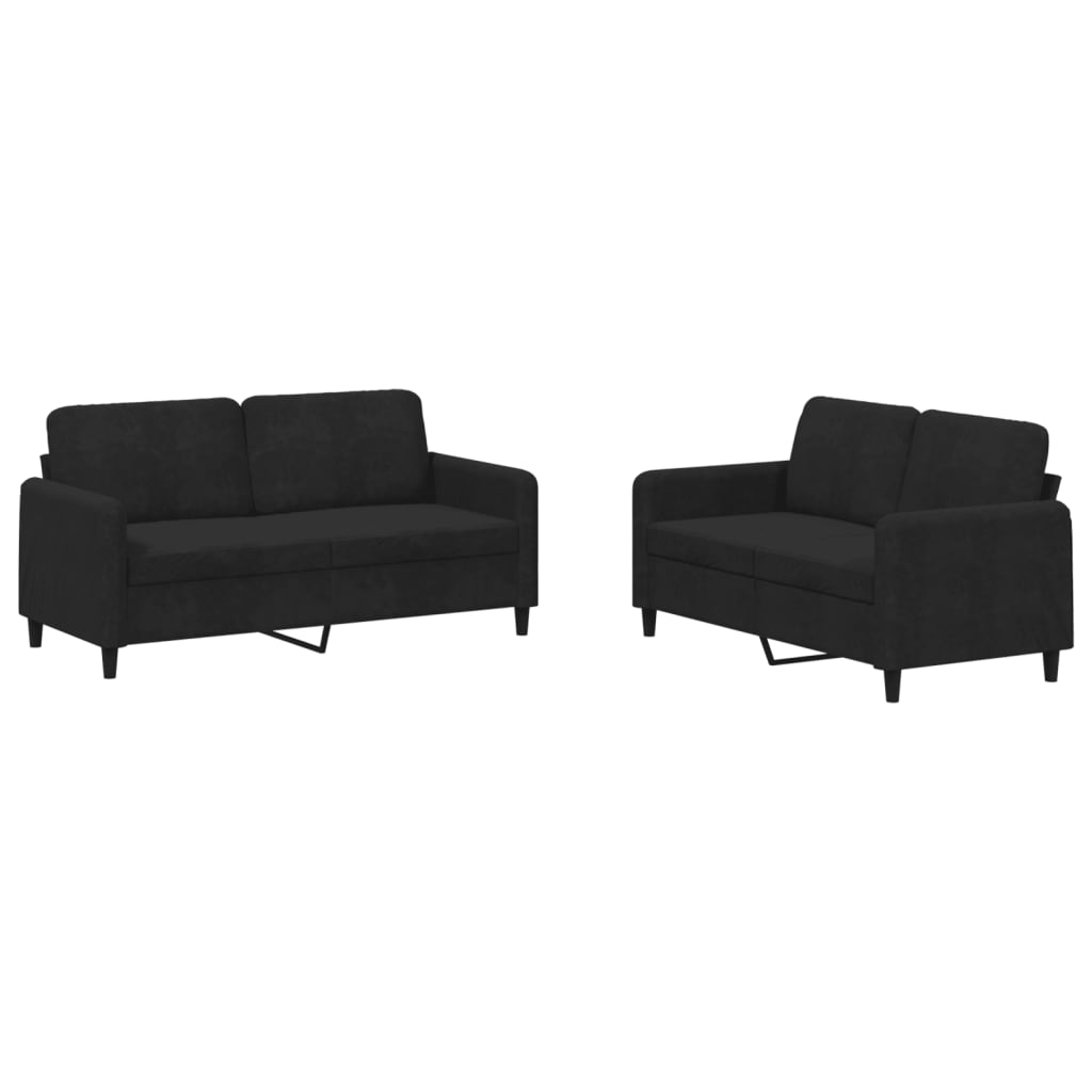 Vidaxl 2 pcs conjunto de sofás veludo noir