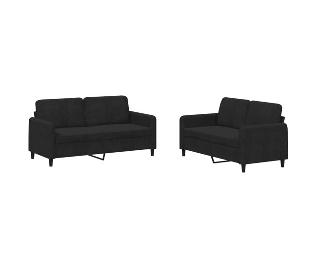 Vidaxl 2 pcs conjunto de sofás veludo noir
