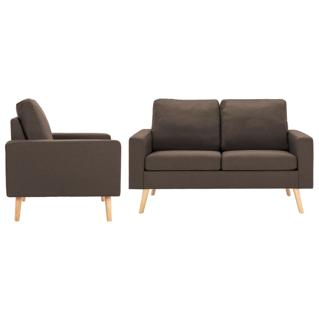 Vidaxl 2 pcs conjunto de sofás tecido castanho