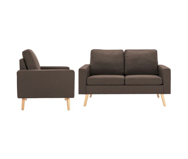 Vidaxl 2 pcs conjunto de sofás tecido castanho
